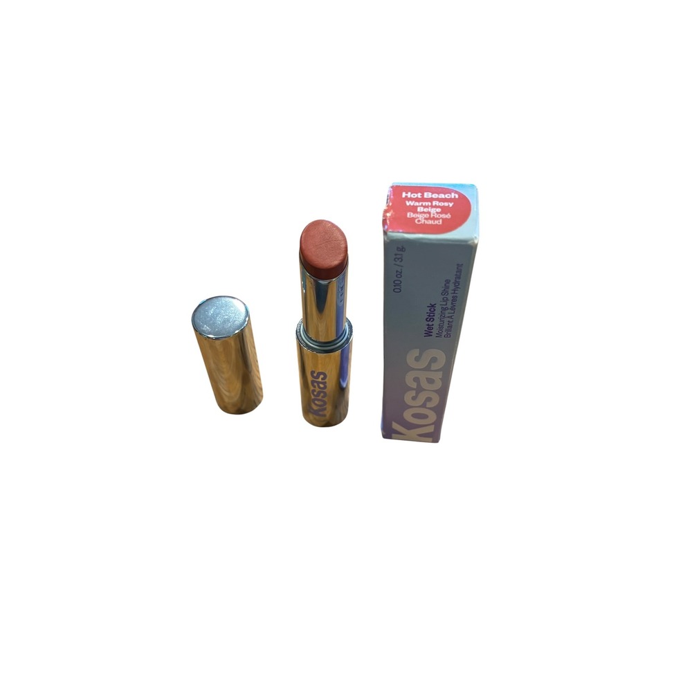 Kosas Wet Stick Moisturizing Lip Shine Hot Beach Warm Rosy Beige 0.10 oz READ